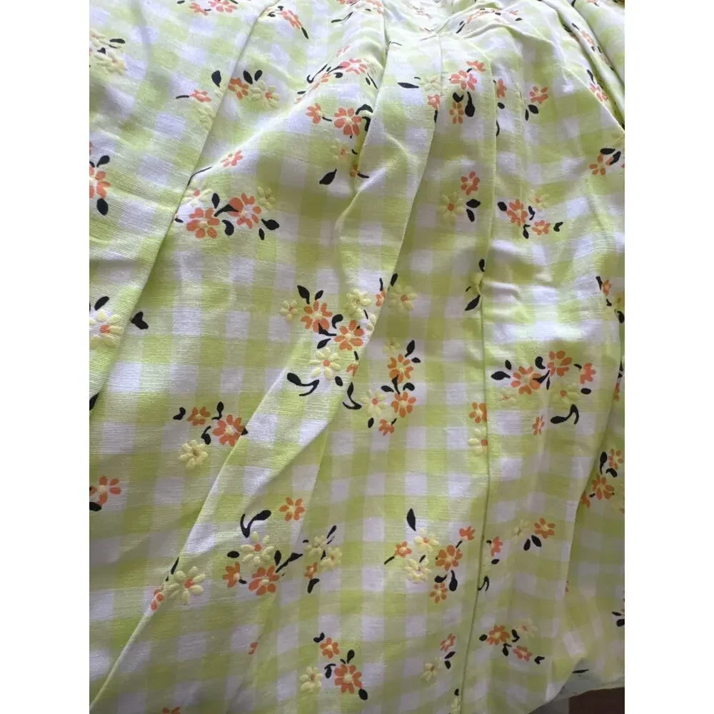 ModCloth Imagine the Possibilities Pleated Skirt Green Gingham Cottage 2 NWT